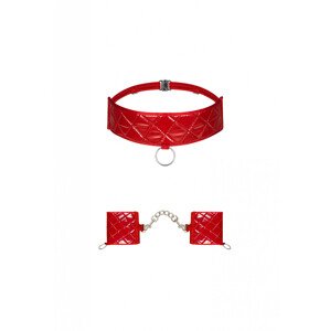 Pikantná sada Hunteria cuffs & choker - Obsessive UNI červená
