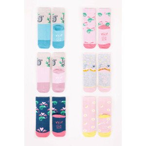 Yoclub Cotton Baby Socks Anti Skid Abs Patterns Colors 6-Pack SKC/PIK/6PAK/GIR/001 Grey 20-22