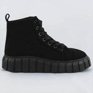 Čierne šnurovacie topánky z imitácie semišu (XA057) černá XL (42)