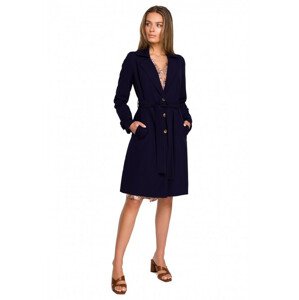 S294 Trench coat with a tie belt - navy blue EU M