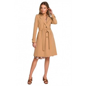 S294 Trench coat with a tie belt - camel EU S