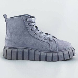 Šedo-svetlo modré šnurovacie topánky z imitácie semišu (XA057) modrá XL (42)