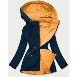 Tmavo modrá-horčicová obojstranná dámska bunda (CAN-620BIG) žltá 50