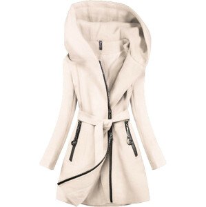 Svetlo béžový krátky kabát s kapucňou (2703) béžová L (40)