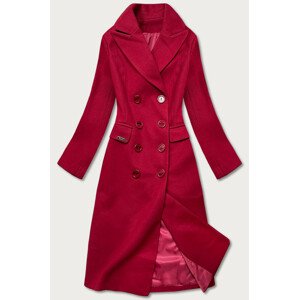 Klasický dámsky kabát na gombíky v bordovej farbe (2713) gaštan S (36)