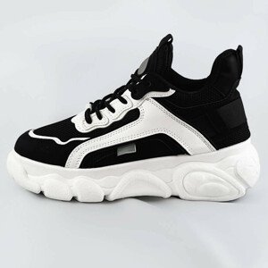 Čierne dámske tenisky "sneakers" na platforme (YM-151) černá ONE SIZE