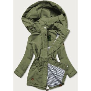 Dámska bunda v khaki farbe s kapucňou (CAN-563) zielony XL (42)