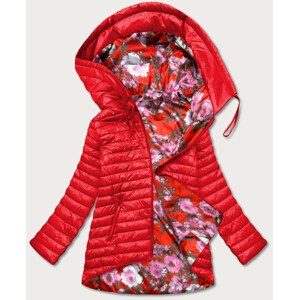 Červená obojstranná dámska kvetovaná bunda (PC-6105-16) Červená S (36)