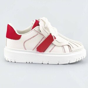 Bielo-červené dámske športové topánky so zakrytým šnurovaním (RA2049) biały XL (42)
