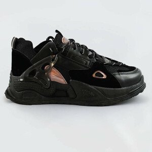 Čierne šnurovacie topánky so zvýšenou podrážkou (7002) čierna XL (42)