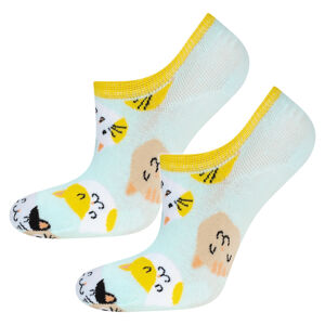 Dámske ponožky SOXO - Mačičky modrá / žltá 35-40