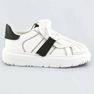 Bielo-čierne dámske športové topánky so zakrytým šnurovaním (RA2049) biela XL (42)