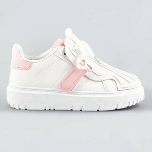 Bielo-ružové dámske športové topánky so zakrytým šnurovaním (RA2049) biały XL (42)