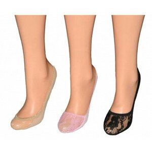 Bavlnené ponožky baleríny s čipkou beż univerzálny