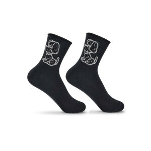 Ponožky s ozdobami SK-46 čierna 30-35