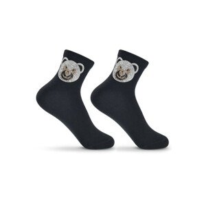 Ponožky s ozdobami SK-46 čierna 30-35