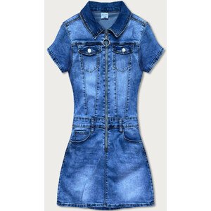 Svetlomodré džínsové šaty so zapínaním na zips (GD6606) modrá L (40)
