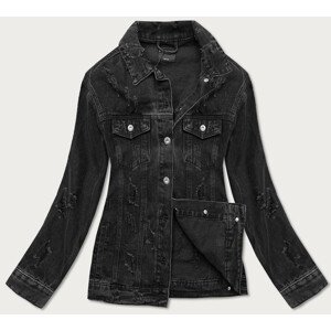 Čierna dámska džínsová bunda s pretrhnutiami (34761A) černá S (36)