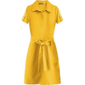 Žlté dámske šaty s golierom (437ART) žltá 50