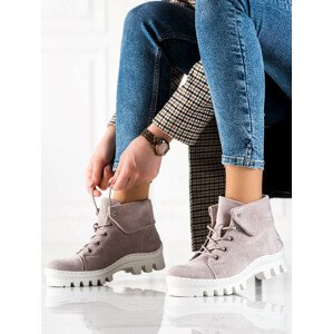Trendy členkové topánky dámske fialové na plochom podpätku 40