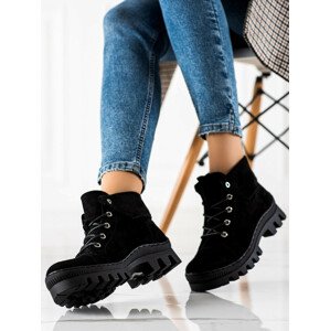 Dizajnové členkové topánky dámske čierne na plochom podpätku 40