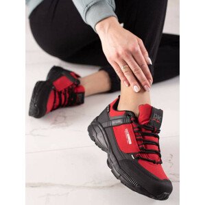 Klasické dámske trekingové topánky červené bez podpätku 36