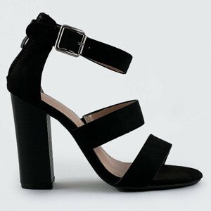 Elegantné čierne sandále so širokým podpätkom (9482) čierna XL (42)