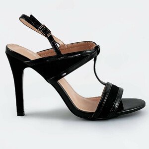 Čierne dámske sandálky z rôznych spojených materiálov (HB09) čierna XL (42)