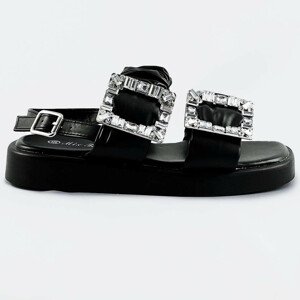 Čierne dámske sandále so zirkónmi (CM-62) černá XL (42)