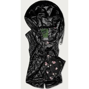 Čierna prešívaná dámska vesta s kapucňou (CAN-562BIG) odcienie czerni 48