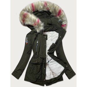 Dámska zimná bunda v khaki farbe s kapucňou (39910) khaki XXL (44)