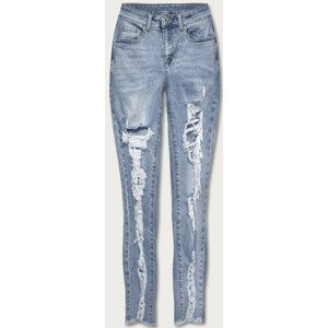 Dámske džínsy s pretrhnutiami MOM FIT (WL2213) modrá XS (34)