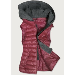 Ružová dámska vesta s teplákovou kapucňou (B2704) ružová XXL (44)