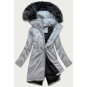Šedá dámska bavlnená zimná bunda "parka" s prírodnou páperovou výplňou (7085) šedá M (38)