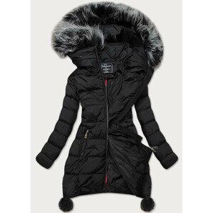 Čierna dámska zimná bunda s predĺženými bokmi (6788) čierna XXL (44)