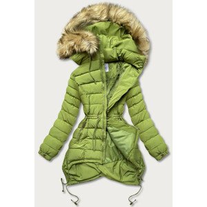 Zelená prešívaná dámska zimná bunda s kapucňou (3505W) zielony XXL (44)
