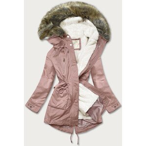 Dámska zimná bunda "parka" v staroružovej farbe s kapucňou a odopínacou podšívkou (7619BIG) Růžová 52