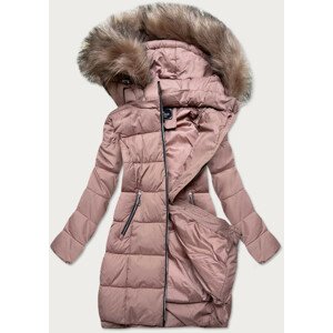 Dlhá dámska zimná bunda v staroružovej farbe (7702BIG) ružová 52