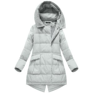 Šedá trapézová dámska zimná bunda s prírodnou perovou výplňou (7111) šedá M (38)