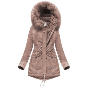 Dámska zimná bunda "parka" v staroružovej farbe s kapucňou (7617BIG) ružová 52