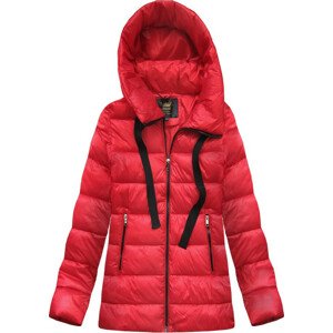 Červená dámska zimná prešívaná bunda s kapucňou (7698) Červená S (36)