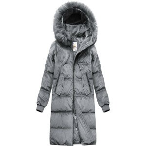 Šedá dámska menčestrová zimná bunda s kapucňou (7763) šedá XS (34)