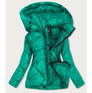 Zelená dámska prešívaná bunda s odopínacou kapucňou (7564) M (38)