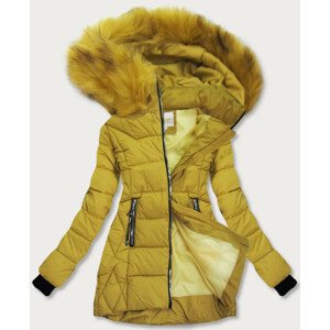 Dámska zimná bunda v horčicovej farbe s kapucňou (1969) Žlutá XL (42)