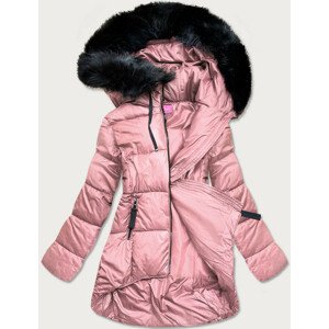 Ružová asymetrická dámska zimná bunda (8953-R) Růžová L (40)