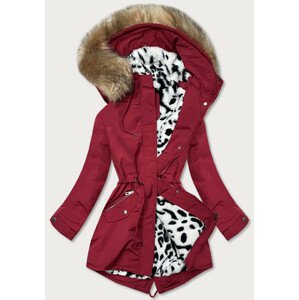 Červená dámska zimná bunda "parka" s kožušinou (CAN-578BIG) Červená 46