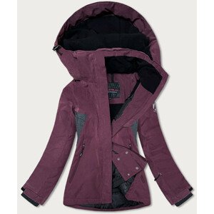 Dámska zimná bunda v burgundskej farbe so snežným pásom (B2376) fialová M (38)