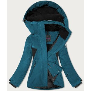 Dámska zimná bunda v morskej farbe so snehovým pásom (B2376) modrá M (38)