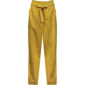 Nohavice chino v horčicovej farbe s pásikom (295ART) žltá L (40)