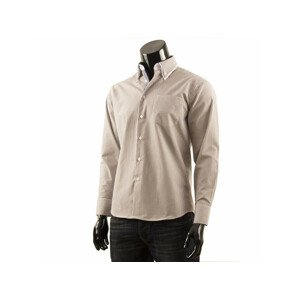 Pánska košeľa s dlhým rukávom TS181 - Boston Public XXL bílá-hnědá